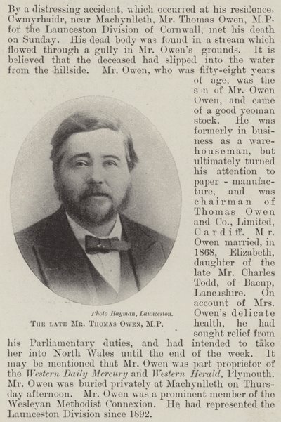 Avdøde Thomas Owen, MP av English Photographer