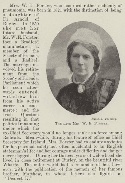 Avdøde fru W E Forster av English Photographer