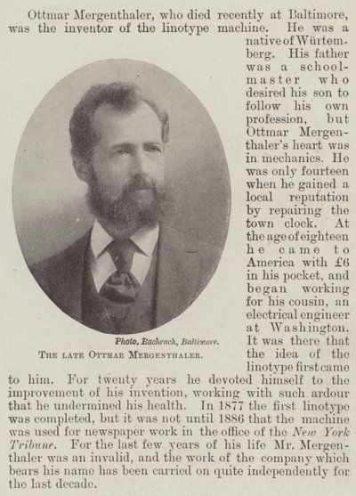 Avdøde Ottmar Mergenthaler av English Photographer