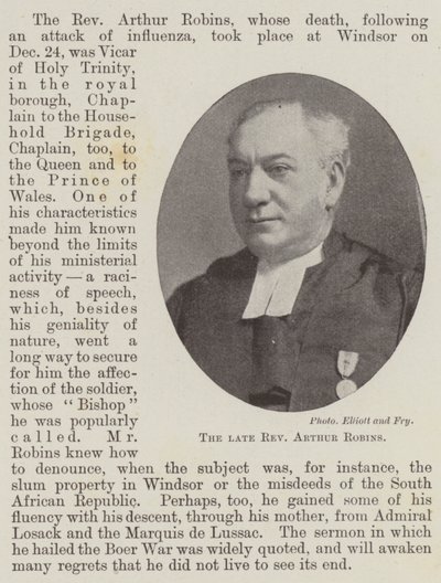 Avdøde pastor Arthur Robins av English Photographer