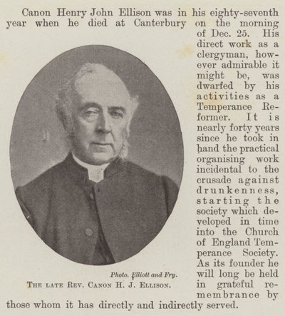 Den avdøde pastor Canon H J Ellison av English Photographer
