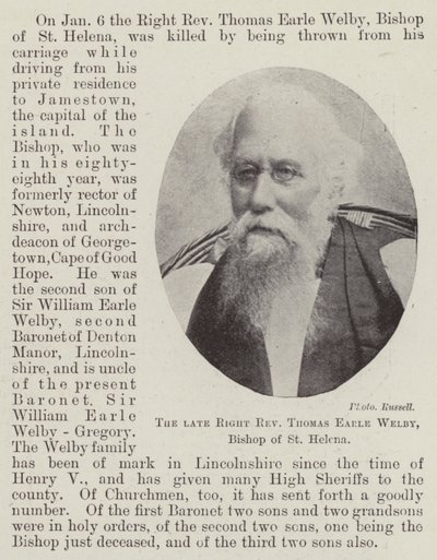 Den avdøde høyre pastor Thomas Earle Welby, biskop av St. Helena av English Photographer