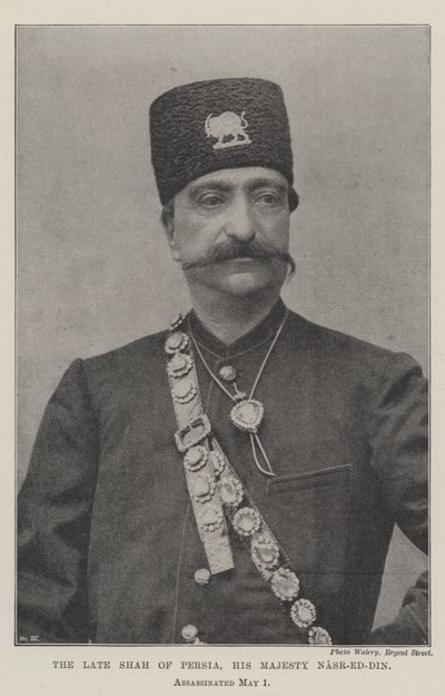 Den avdøde sjahen av Persia, Hans Majestet Nasr-ed-Din, myrdet 1. mai av English Photographer
