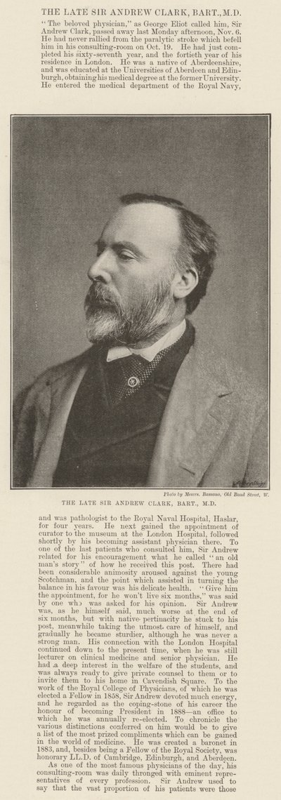 Avdøde Sir Andrew Clark, Baronet, MD av English Photographer