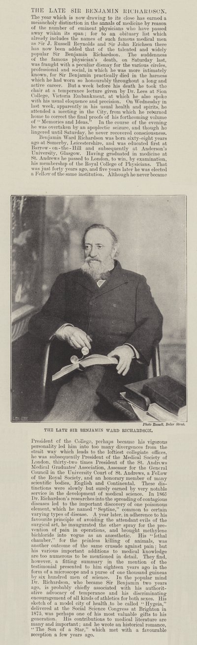 Avdøde Sir Benjamin Ward Richardson av English Photographer