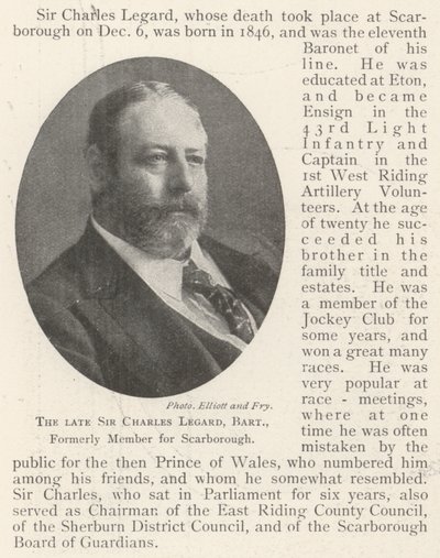 Avdøde Sir Charles Legard, Baronet, tidligere medlem for Scarborough av English Photographer