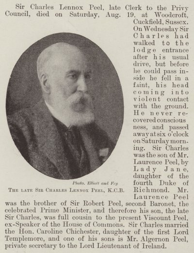Avdøde Sir Charles Lennox Peel, KCB av English Photographer