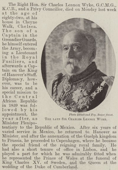 Avdøde Sir Charles Lennox Wyke av English Photographer