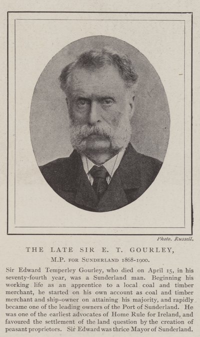 Avdøde Sir E T Gourley, MP for Sunderland 1868-1900 av English Photographer