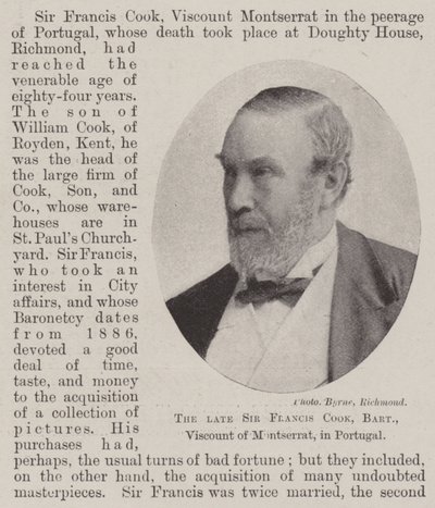 Avdøde Sir Francis Cook, Baronet, Viscount of Montserrat, i Portugal av English Photographer