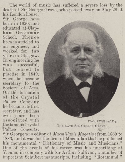 Avdøde Sir George Grove av English Photographer