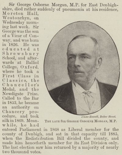 Avdøde Sir George Osborne Morgan, MP av English Photographer