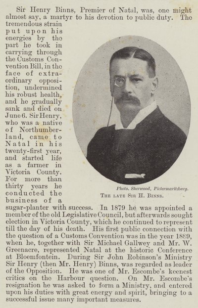 Avdøde Sir H Binns av English Photographer