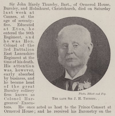 Avdøde Sir JH Thursby av English Photographer