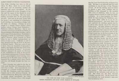 Avdøde Sir John Duke Coleridge, Baron Coleridge og Lord Chief Justice of England av English Photographer