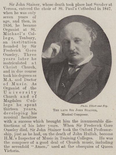 Avdøde Sir John Stainer, musikalsk komponist av English Photographer