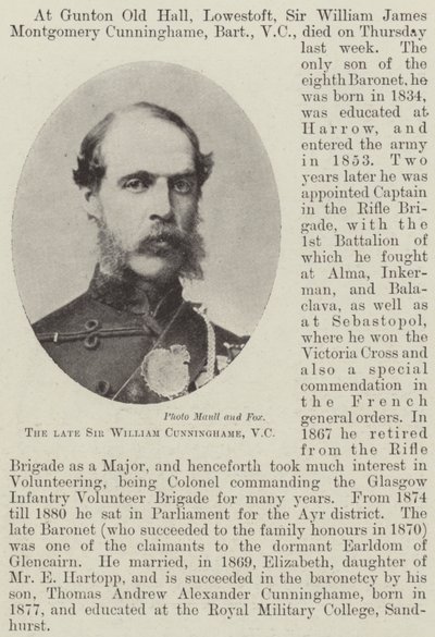 Avdøde Sir William Cunninghame, VC av English Photographer