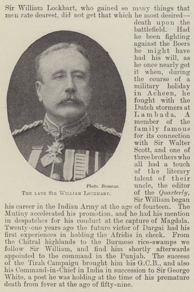 Avdøde Sir William Lockhart av English Photographer