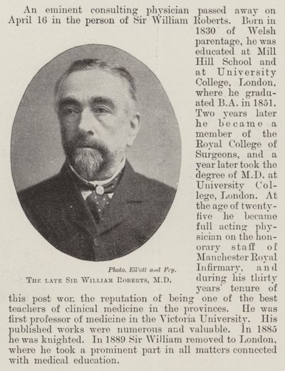 Avdøde Sir William Roberts, MD av English Photographer