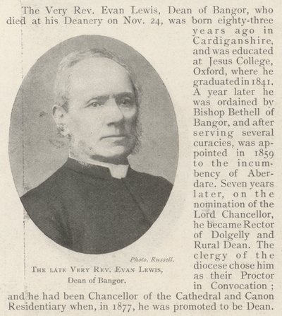 Avdøde Very Reverend Evan Lewis, dekan av Bangor av English Photographer