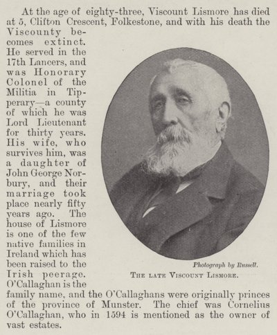 Avdøde Viscount Lismore av English Photographer