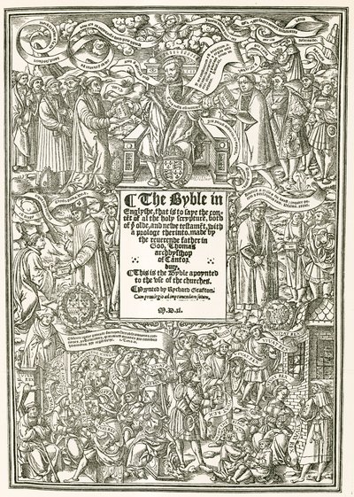 Tittelsiden til Cranmers Bible, 1540 e.Kr av English Photographer