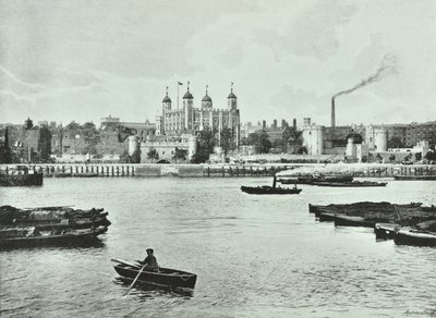Tower of London, Tower Hill: fra elven, 1895 av English Photographer