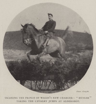 Trener Prince of Wales New Charger, Hussar tar kavalerihoppene ved Aldershot av English Photographer