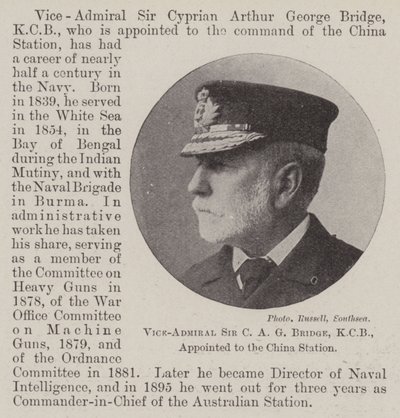 Viseadmiral Sir CA G Bridge, KCB, utnevnt til Kina-stasjonen av English Photographer