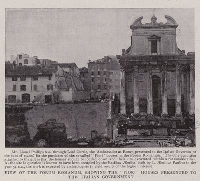 Utsikt over Forum Romanum, som viser Fiori-husene presentert for den italienske regjeringen av English Photographer