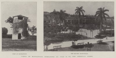 Utsikt over Manzanillo, bombardert 18. juli av den amerikanske flåten av English Photographer