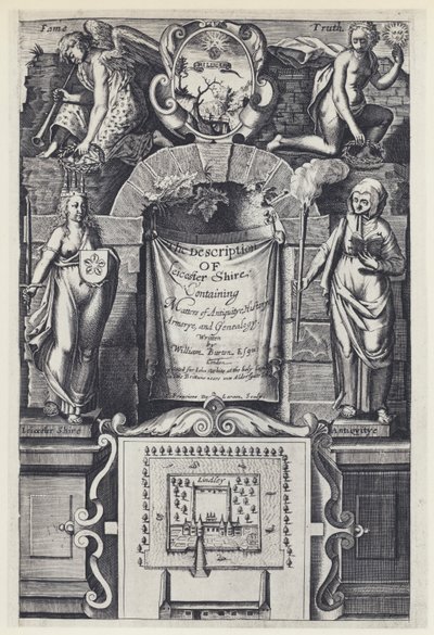 W Burton, The Description of Leicester Shire, I White 1622 (s/hvitt foto) av English Photographer