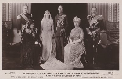 Bryllup av HKH hertugen av York og Lady E Bowes-Lyon av English Photographer