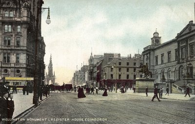 Wellington Memorial and Register House, Edinburgh (fargebilde) av English Photographer