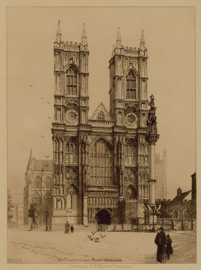 West Tower og Krim-monumentet ved Westminster Abbey av English Photographer