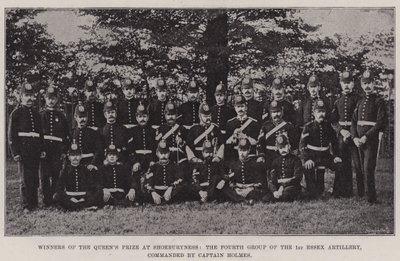 Vinnere av Queens Prize på Shoeburyness, den fjerde gruppen av 1st Essex Artillery, kommandert av kaptein Holmes av English Photographer