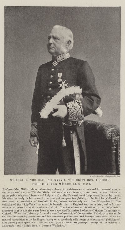 Dagens forfattere, den ærede professor Frederick Max Muller, LLD, DCL av English Photographer