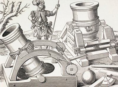 Mørtler fra 1500-tallet på bevegelige vogner, ca. 1880 av English School