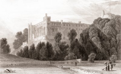 1800-tallsutsikt over Arundel Castle, Arundel, West Sussex, England. Fra Churtons Portrait and Lanscape Gallery, utgitt 1836. av English School