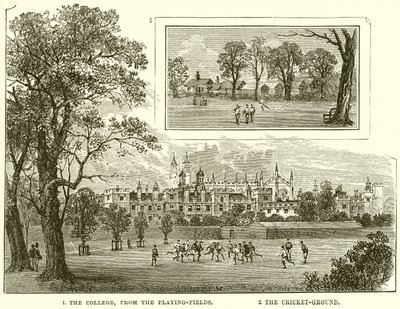 1. Høgskolen, fra spillefeltene. 2. Cricketbanen av English School