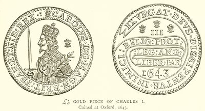 £3 gullstykke av Charles I av English School