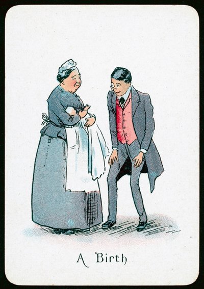 A Birth (farge litho) av English School