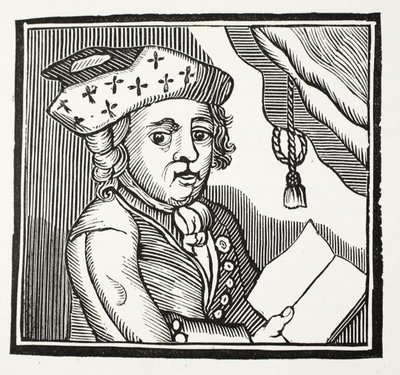 A Brief Relation of the Adventures of M. Bamfyeld Moore Carew, illustrasjon fra Chap-books of the Eighteenth Century av John Ashton, pub. 1882 av English School