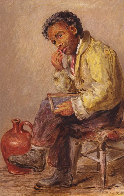 En brun studie (fargelitografi) av English School