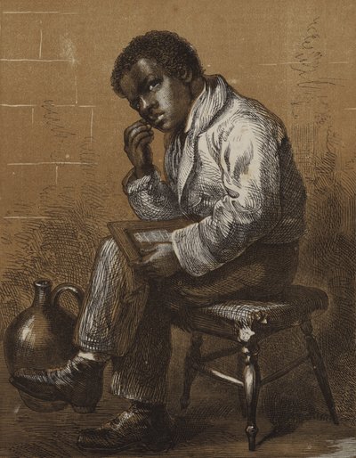"En brun studie" (gravering) av English School