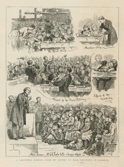 En julemiddag gitt av skuespillere til fattige barn i Lambeth av English School