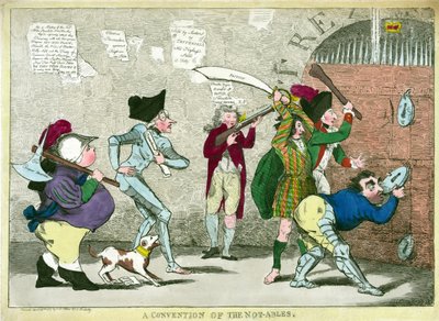 A Convention of the Not-Ables, pub. 1787 (håndfarget gravering) av English School