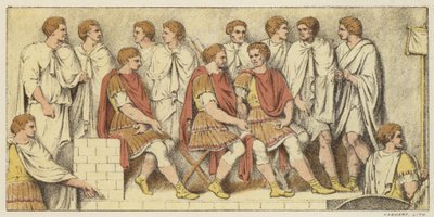 A Council of War (farge litho) av English School