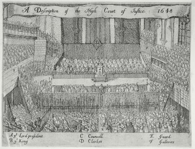 En beskrivelse av High Court of Justice (The Trial of Charles I), 1600-tallet av English School