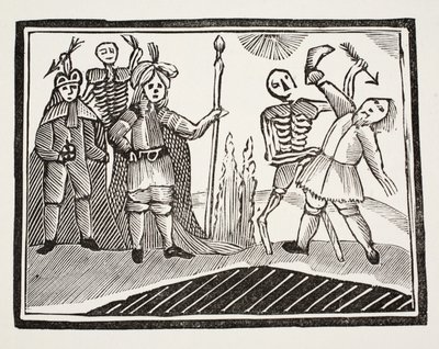 A Dialogue between A Blind Man and Death, illustrasjon fra Chap-books of the Eighteenth Century av John Ashton, pub. 1882 av English School